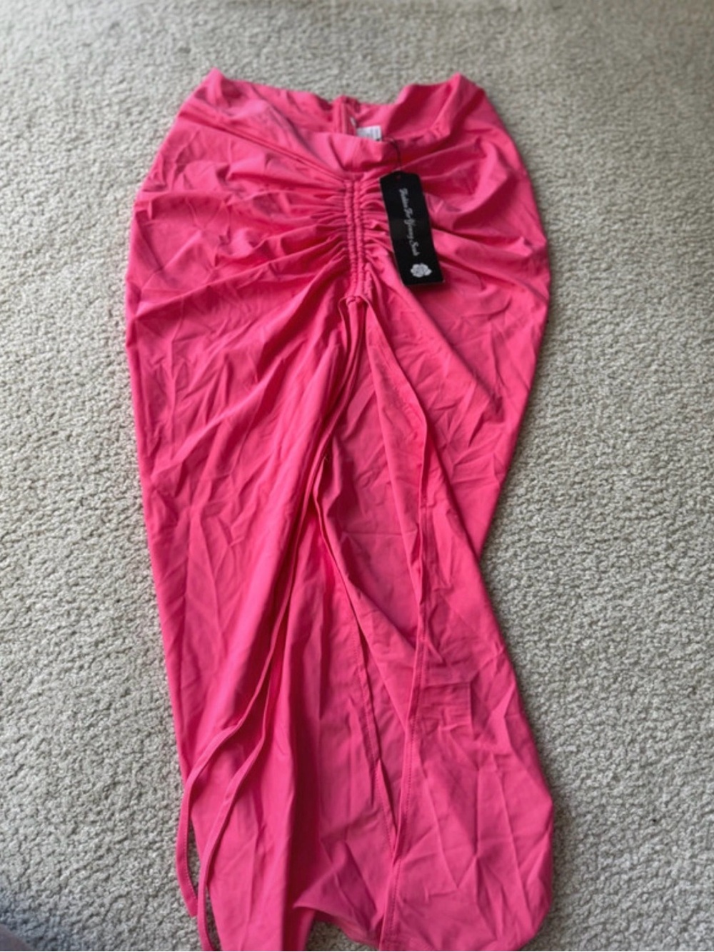 Allure Hot Pink Ruched Maxi Skirt sexy party cocktail night out - NWT Y2K